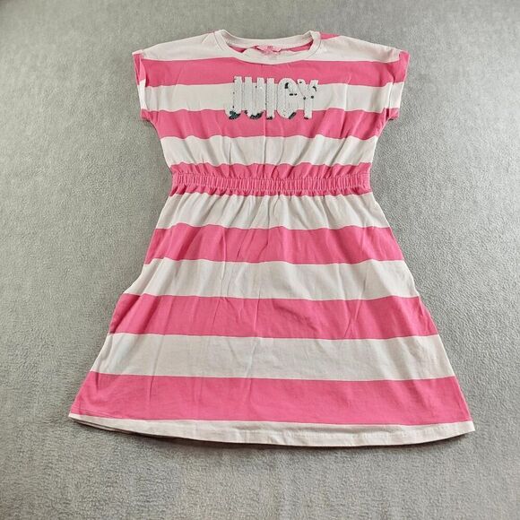 Juicy by Juicy Couture Dress Big Girls XL(16) Pink Striped Sequence Cap Sleeve - Picture 1 of 7